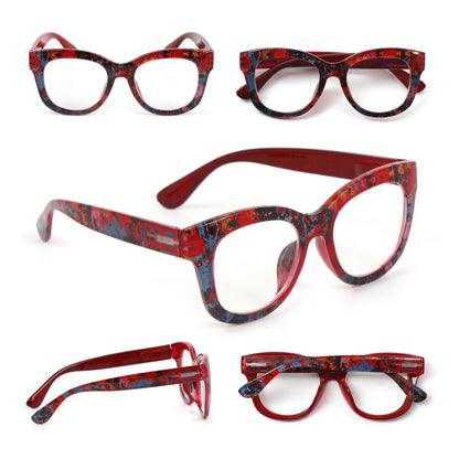 Oversized Retro Reading Glasses handmade Ladies Colourful Spring Hinges 59 x 53mm Large Frame DX99