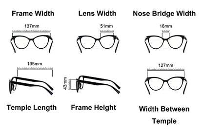 Cat Eye Reading Glasses Stylish Retro Womans Spring Hinges Lightweight Ready Readers Clear Vision 1.0+ 1.5+ 2.0+ 2.5+ 3.0+ 3.5+ 4.0+ DX82