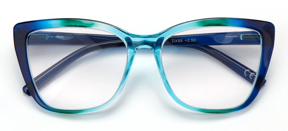 Cat Eye Funky Oversized Reading Glasses Woman with Spring Hinges 16 Colours DX88