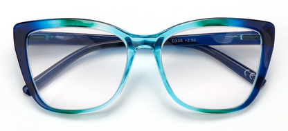 Cat Eye Funky Oversized Reading Glasses Woman with Spring Hinges 16 Colours DX88