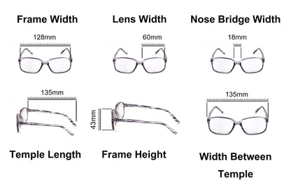 High Strength High Power Grey Reading Glasses Unisex +4.5 +5.0 +5.5 +6.0 C868