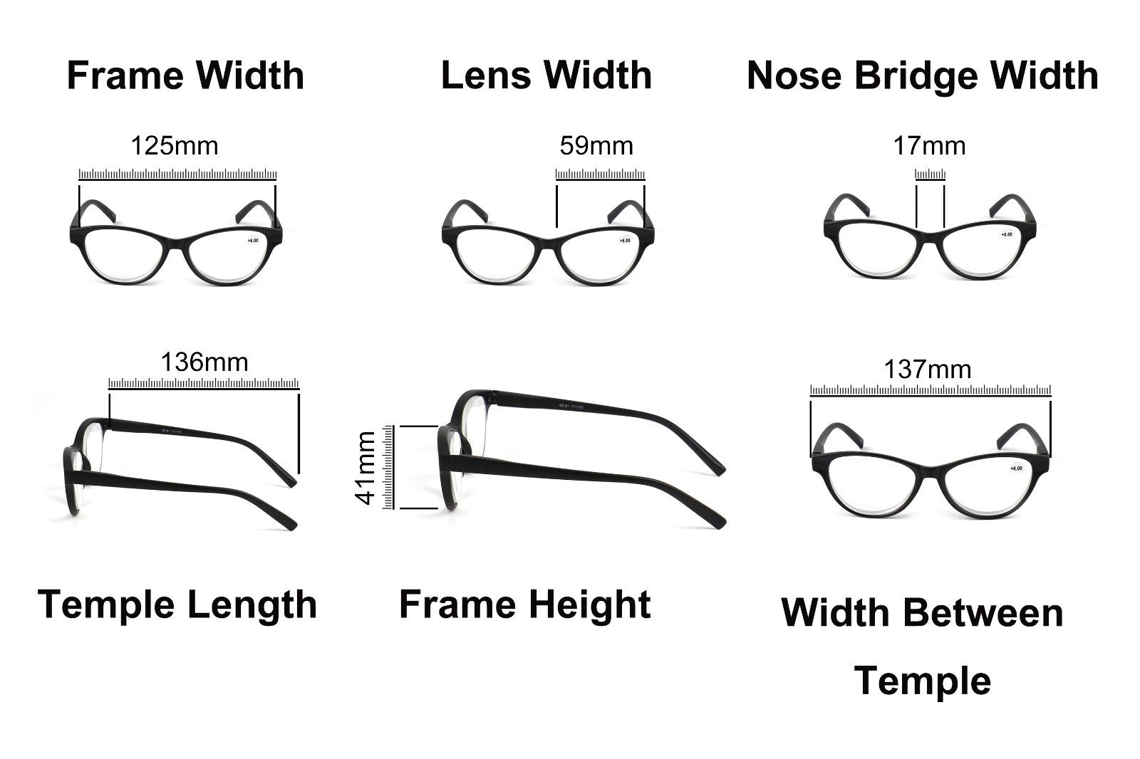 Very High Power Cat Eye Retro Reading Glasses +4.5+5.0+5.5+6.0+6.5+7.0 DX117