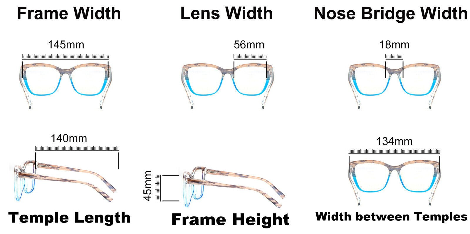 Cat Eye Funky Oversized Reading Glasses Woman with Spring Hinges 16 Colours DX88