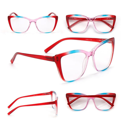 Cat Eye Funky Oversized Reading Glasses Woman with Spring Hinges 16 Colours DX88