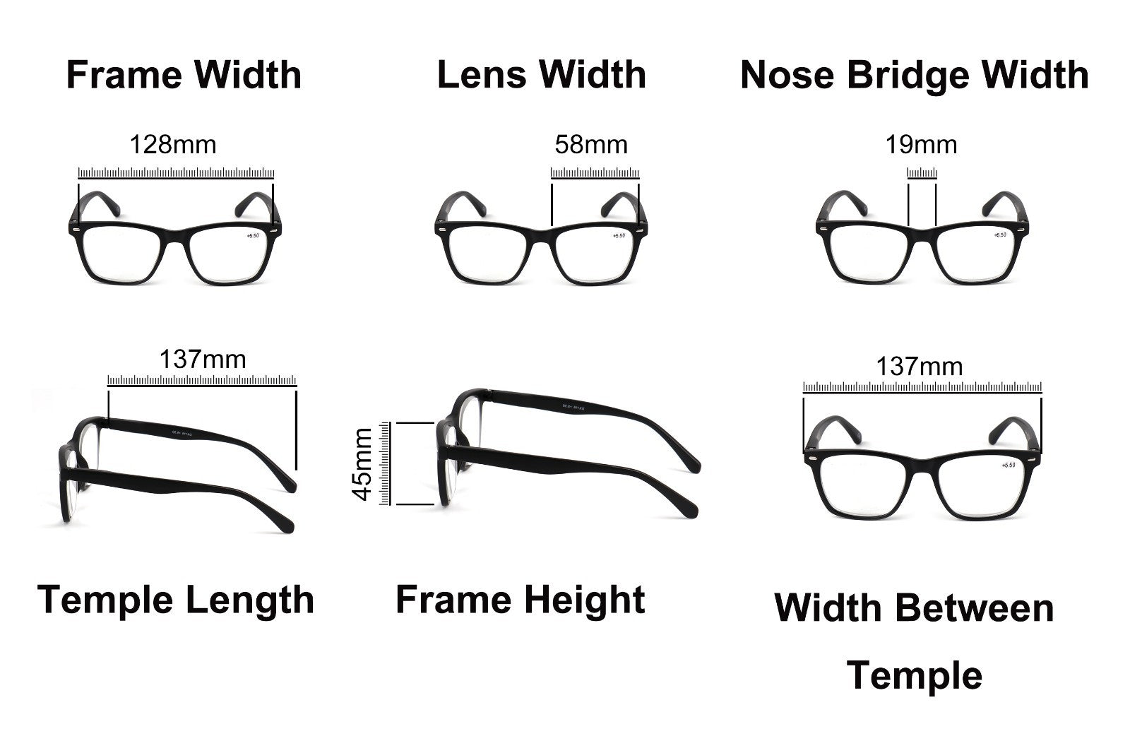 High Power Oval  Retro Reading Glasses Unisex+4.5+5.0+5.5+6.0+6.5+7.0 DX116