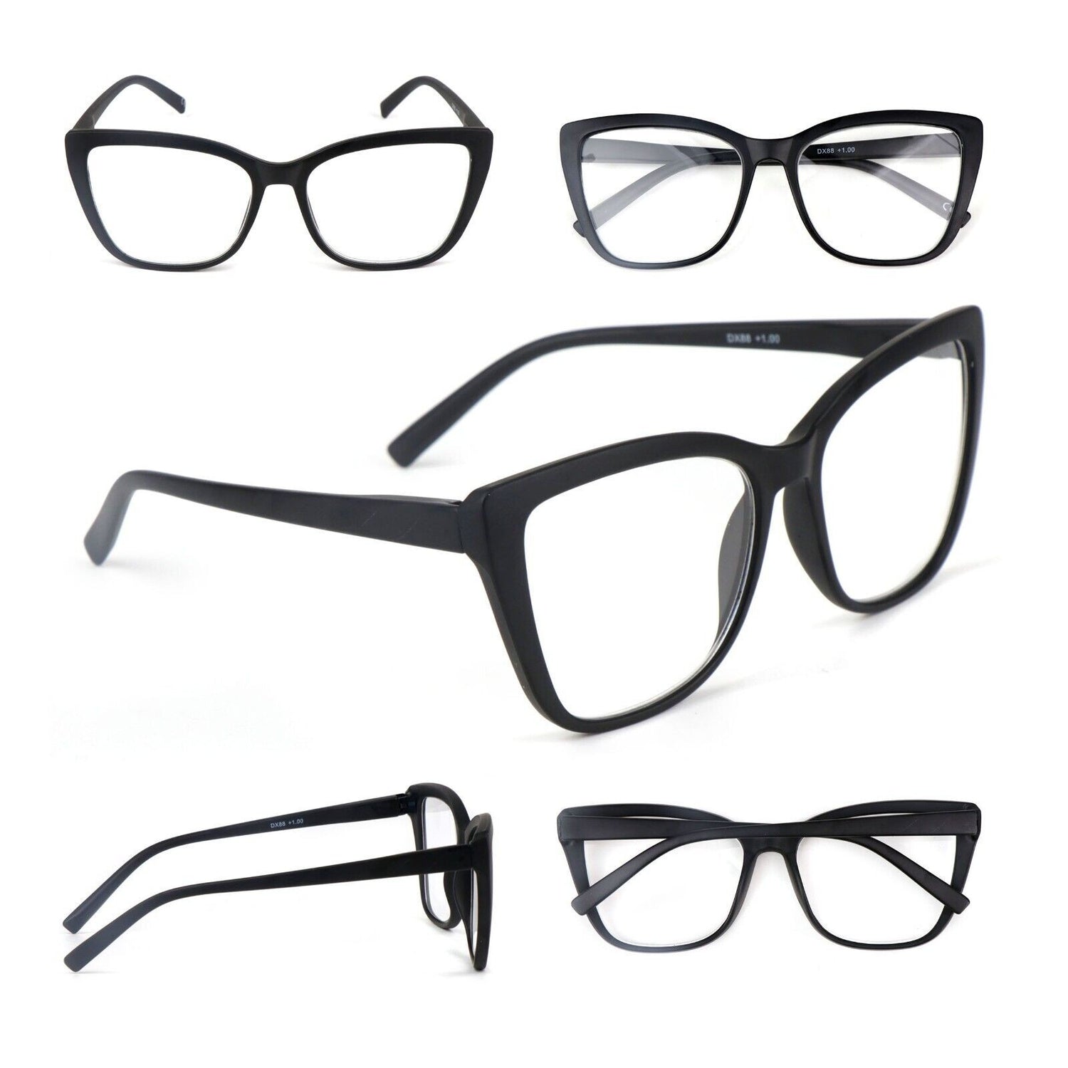 Cat Eye Funky Oversized Reading Glasses Woman with Spring Hinges 16 Colours DX88