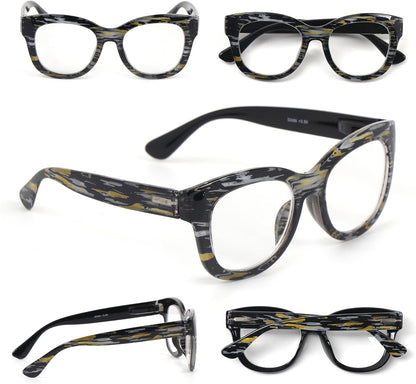 Oversized Retro Reading Glasses handmade Ladies Colourful Spring Hinges 59 x 53mm Large Frame DX99