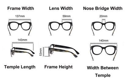 Oversized Retro Reading Glasses handmade Ladies Colourful Spring Hinges 59 x 53mm Large Frame DX99