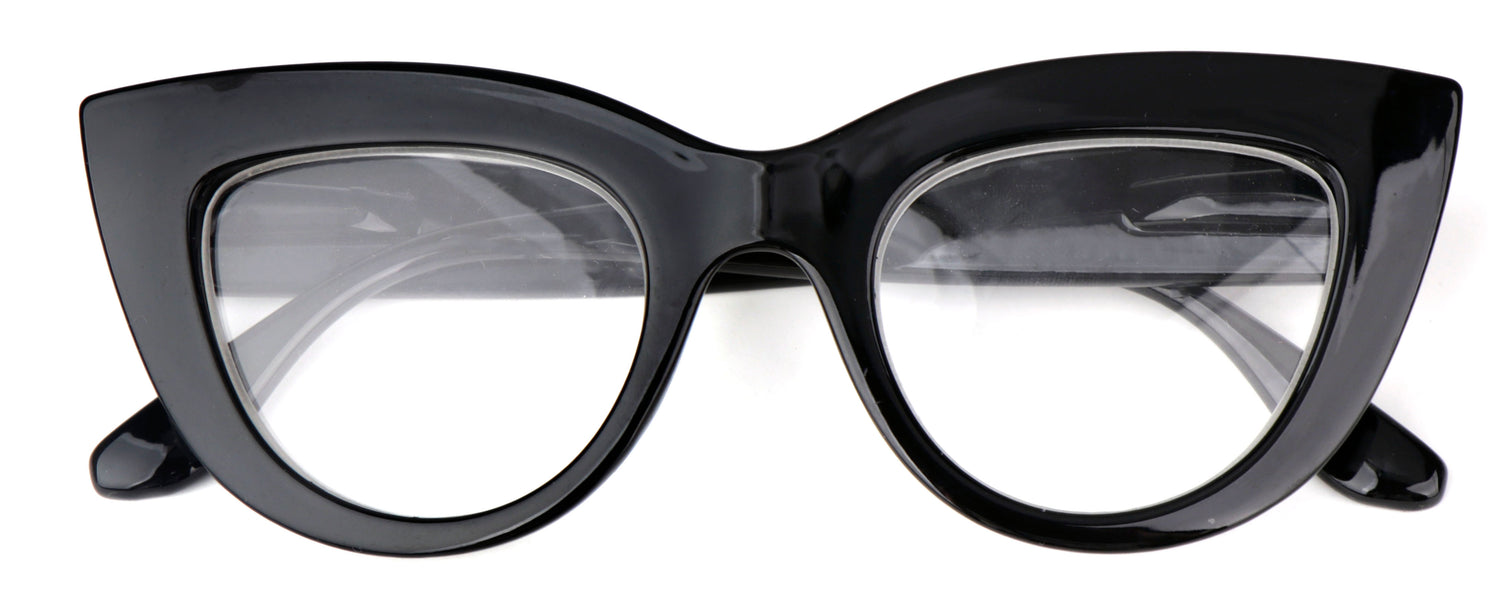 Fads &amp; Fashions Cat Eye Bold Funky Thick Framed Reading Glasses Woman&