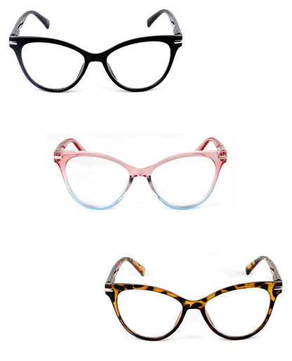 Cat Eye Reading Glasses Stylish Retro Womans Spring Hinges Lightweight Ready Readers Clear Vision 1.0+ 1.5+ 2.0+ 2.5+ 3.0+ 3.5+ 4.0+ DX82