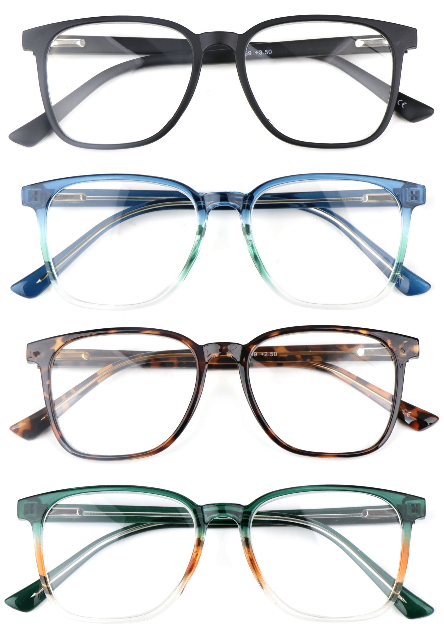 Stylish Retro Unisex Reading Glasses with Stainless Steel Rod Temples &amp; Stainless Steel Spring Hinges DX89