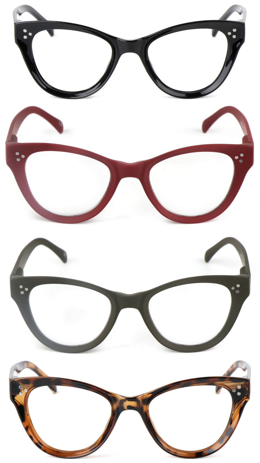 Cat Eye Bold Style Retro Reading Glasses with Spring Hinges 4 Colours DX90
