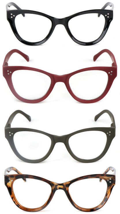 Cat Eye Bold Style Retro Reading Glasses with Spring Hinges 4 Colours DX90