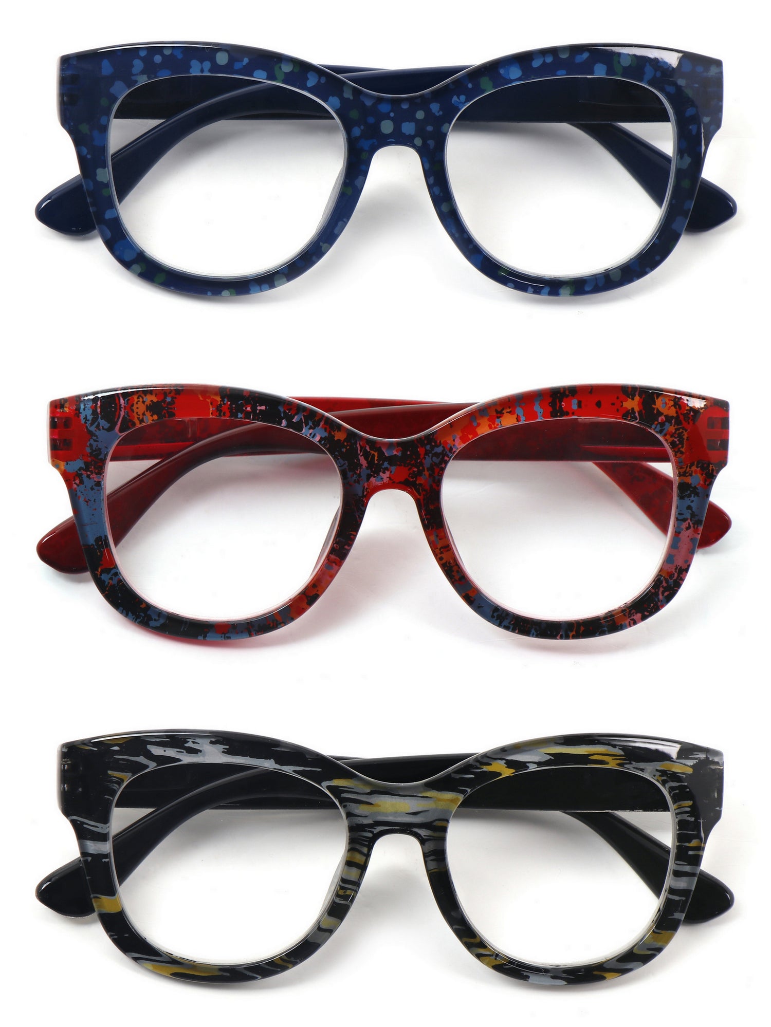 Oversized Retro Reading Glasses handmade Ladies Colourful Spring Hinges 59 x 53mm Large Frame DX99