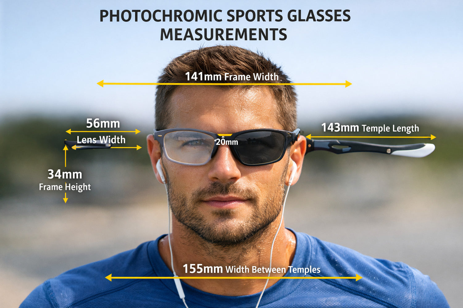 Photochromic Myopia Sports Nearsighted Glasses Unisex Short Sight  DX81278