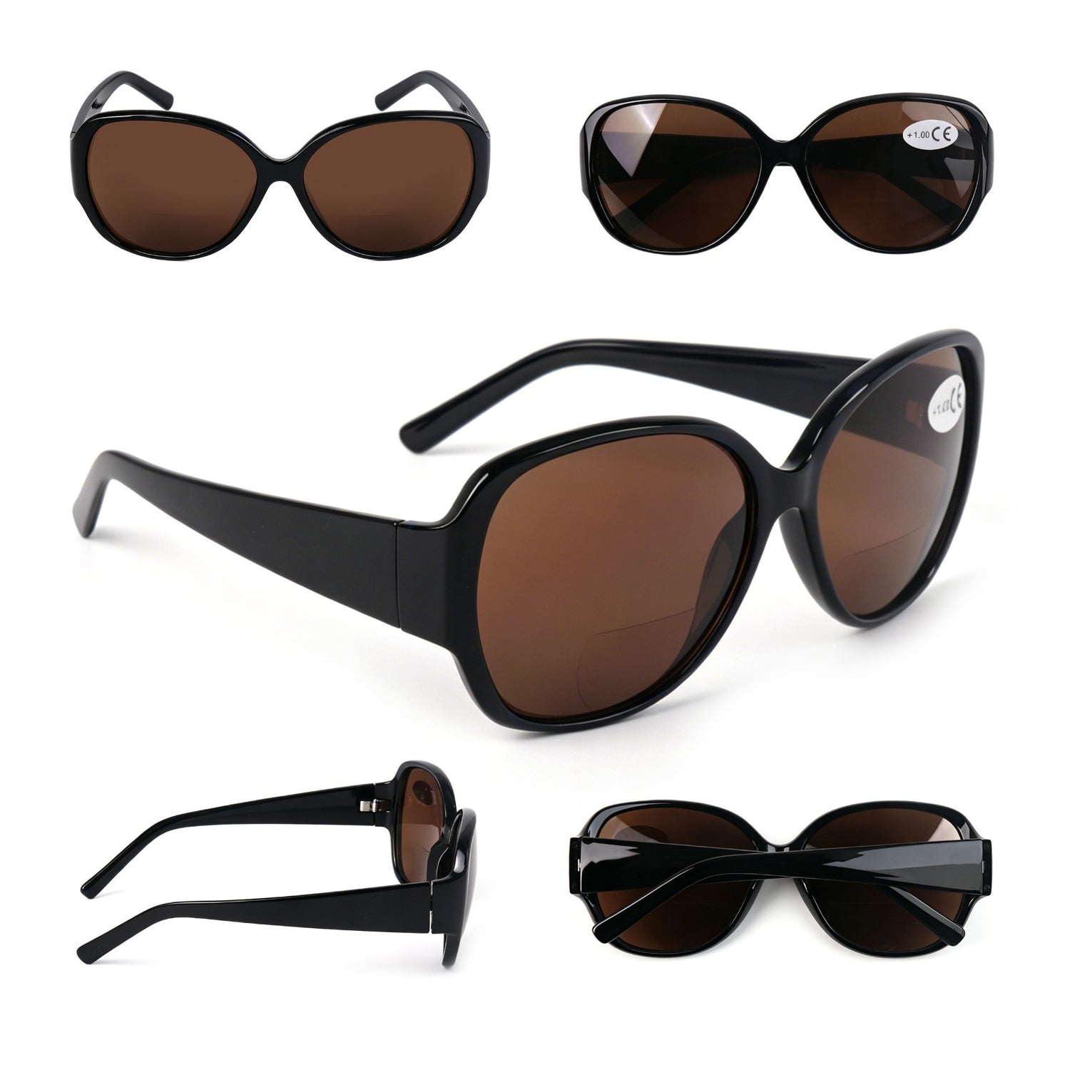 Bifocal Sun Readers Oversized Womans Oval with Metal Hinges 3 Colours DX8154