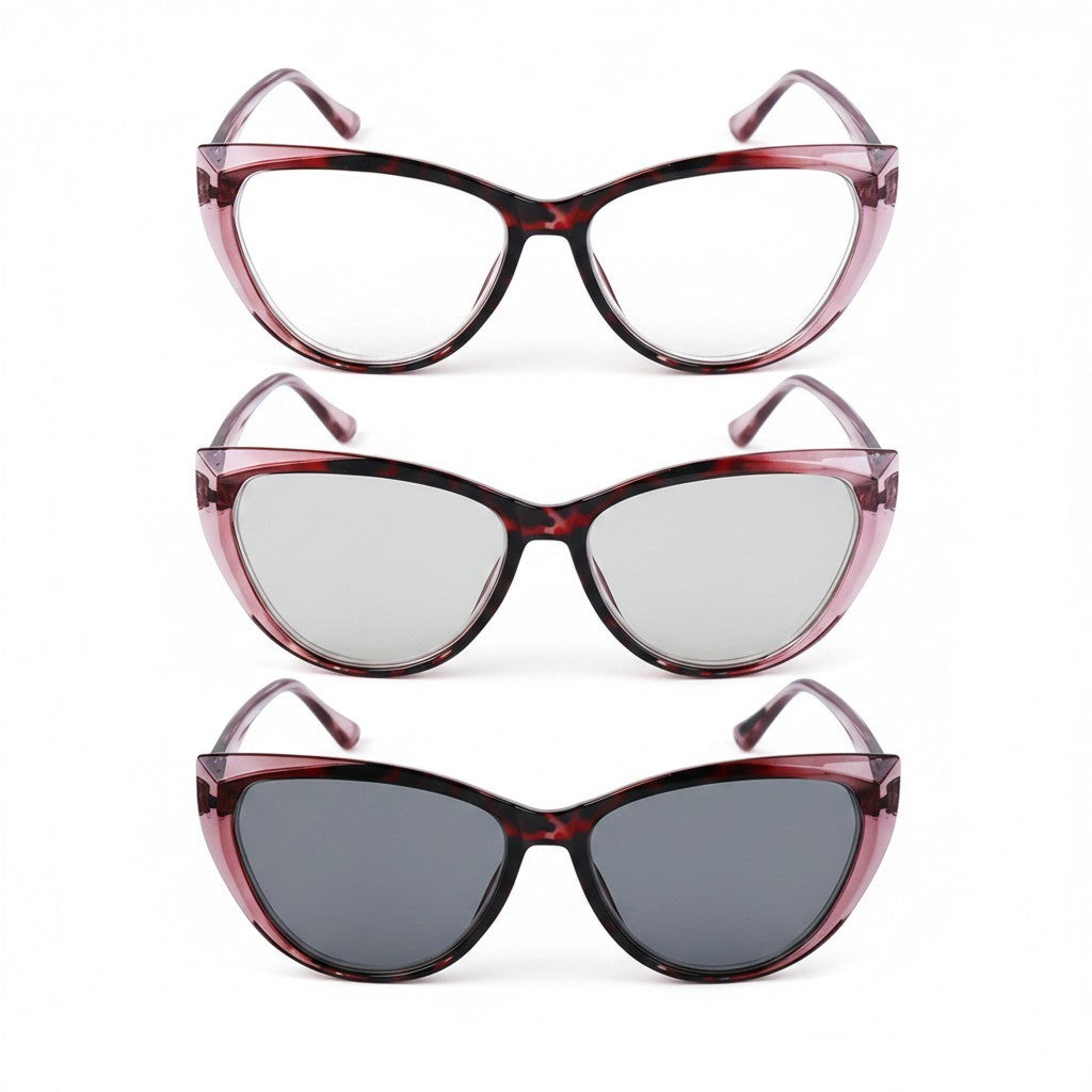 Photochromic Transitional Nearsighted Sun Myopia Glasses Cat Eye Womans DX9637