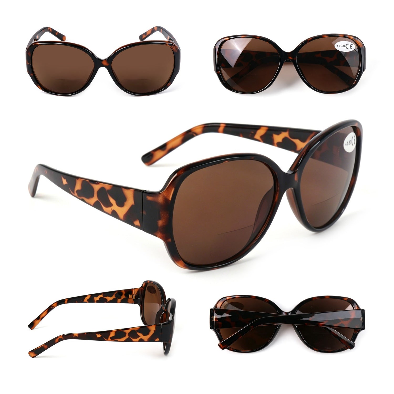 Bifocal Sun Readers Oversized Womans Oval with Metal Hinges 3 Colours DX8154