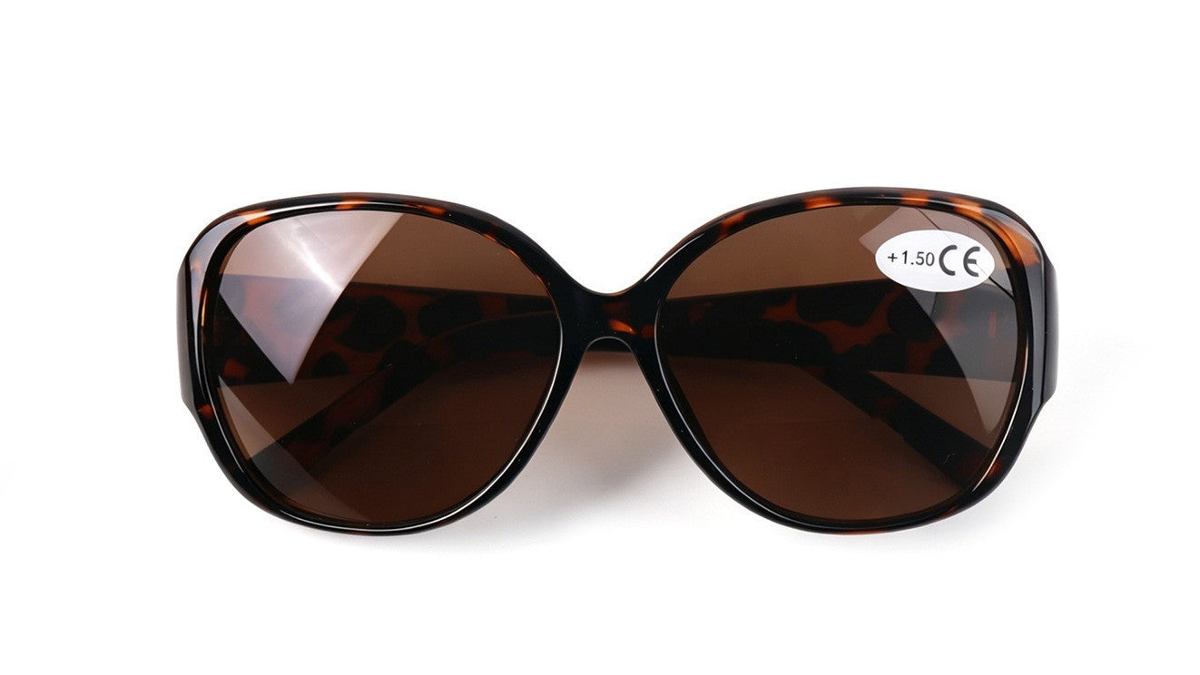 Bifocal Sun Readers Oversized Womans Oval with Metal Hinges 3 Colours DX8154