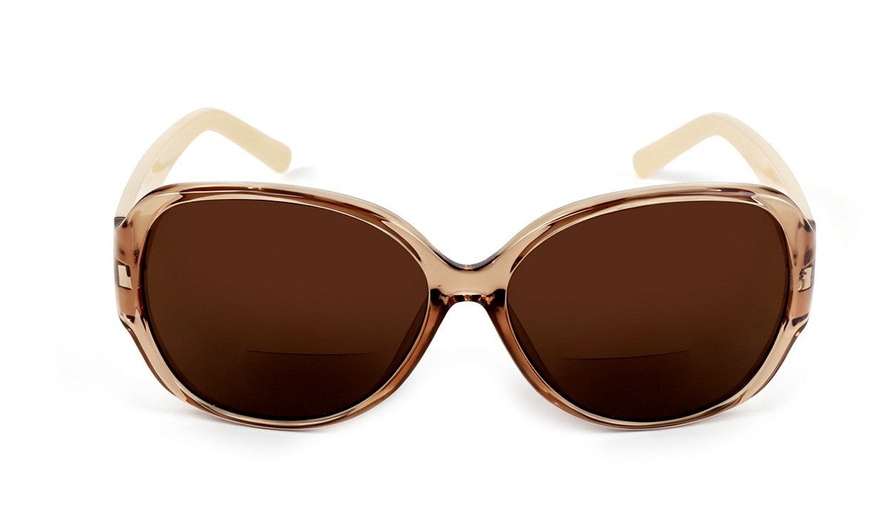 Bifocal Sun Readers Oversized Womans Oval with Metal Hinges 3 Colours DX8154