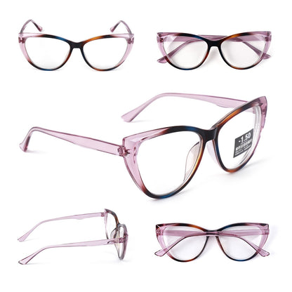 Photochromic Transitional Nearsighted Sun Myopia Glasses Cat Eye Womans DX9637