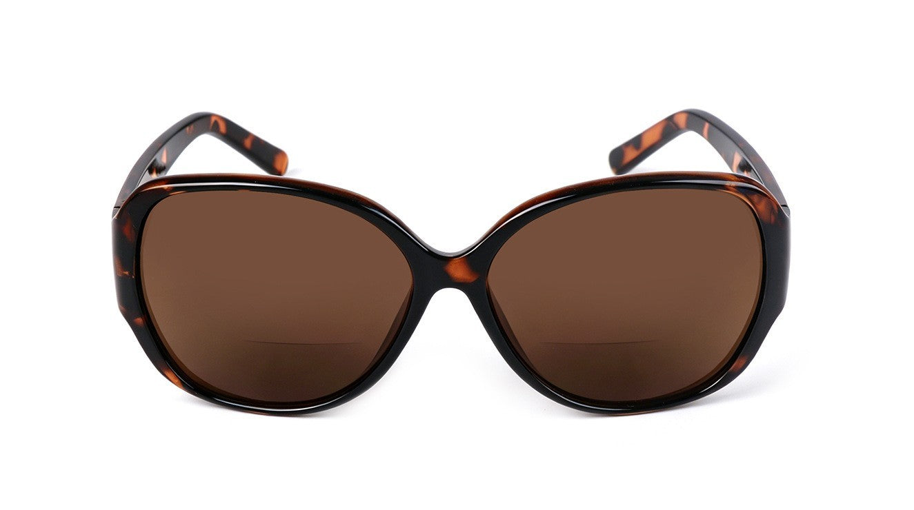 Bifocal Sun Readers Oversized Womans Oval with Metal Hinges 3 Colours DX8154