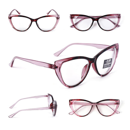 Photochromic Transitional Nearsighted Sun Myopia Glasses Cat Eye Womans DX9637