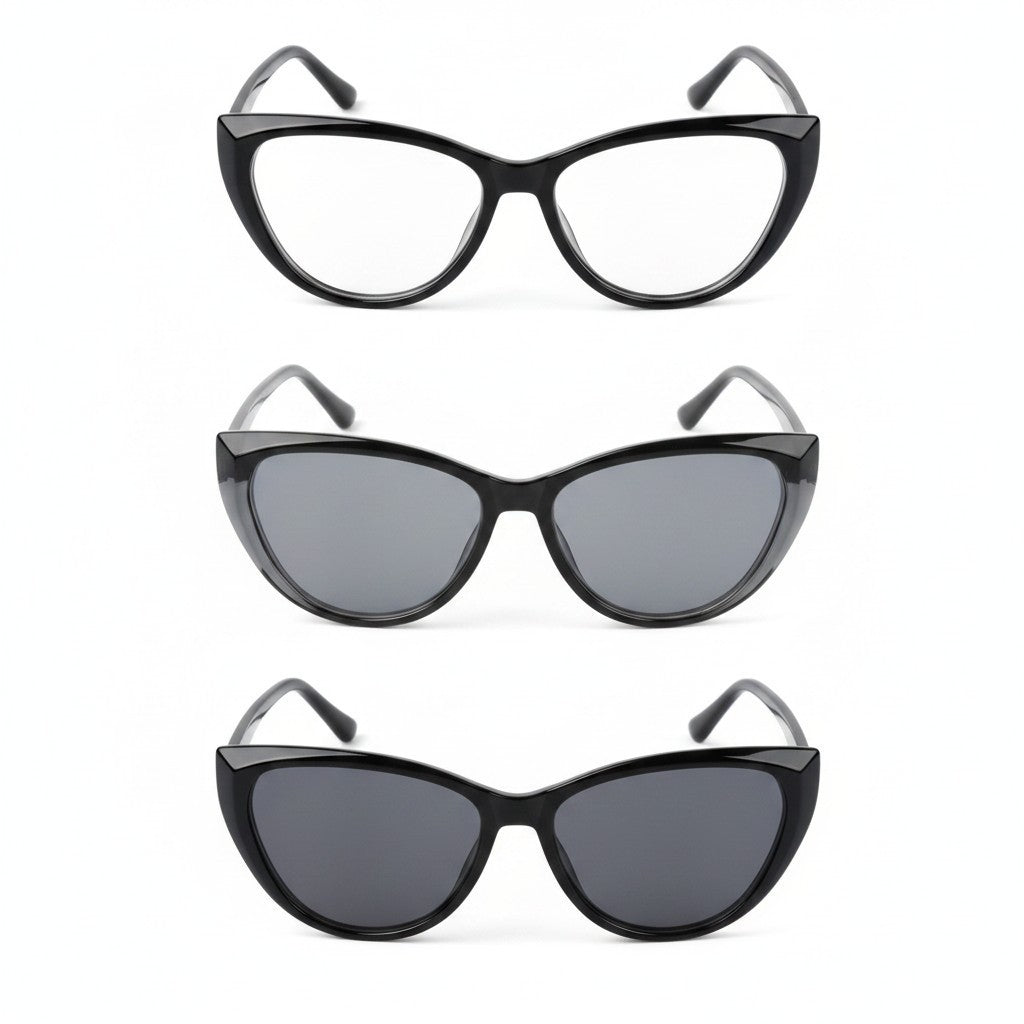 Photochromic Transitional Nearsighted Sun Myopia Glasses Cat Eye Womans DX9637