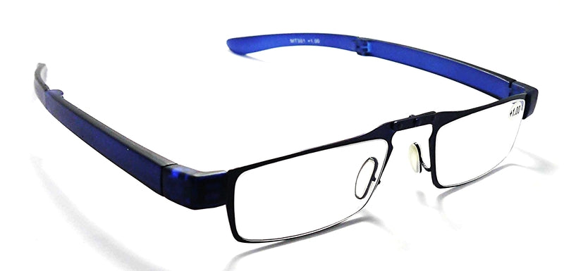 Stainless Steel Folding Reading Glasses & Pouch - Model MT301