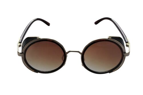 Steampunk Round Frame UV400 Sunglasses Vintage Unisex in Black or Brown SP5018