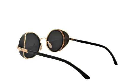 Steampunk Round Frame UV400 Sunglasses Vintage Unisex in Black or Brown SP5018