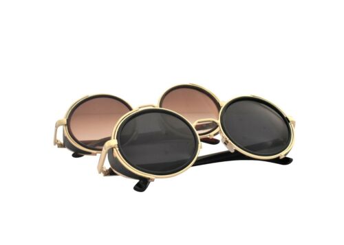 Steampunk Round Frame UV400 Sunglasses Vintage Unisex in Black or Brown SP5018