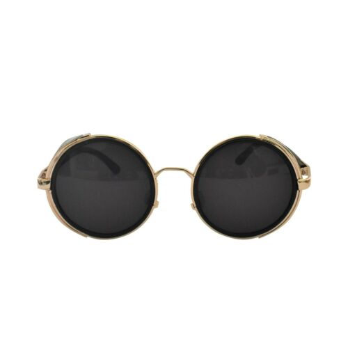 Steampunk Round Frame UV400 Sunglasses Vintage Unisex in Black or Brown SP5018