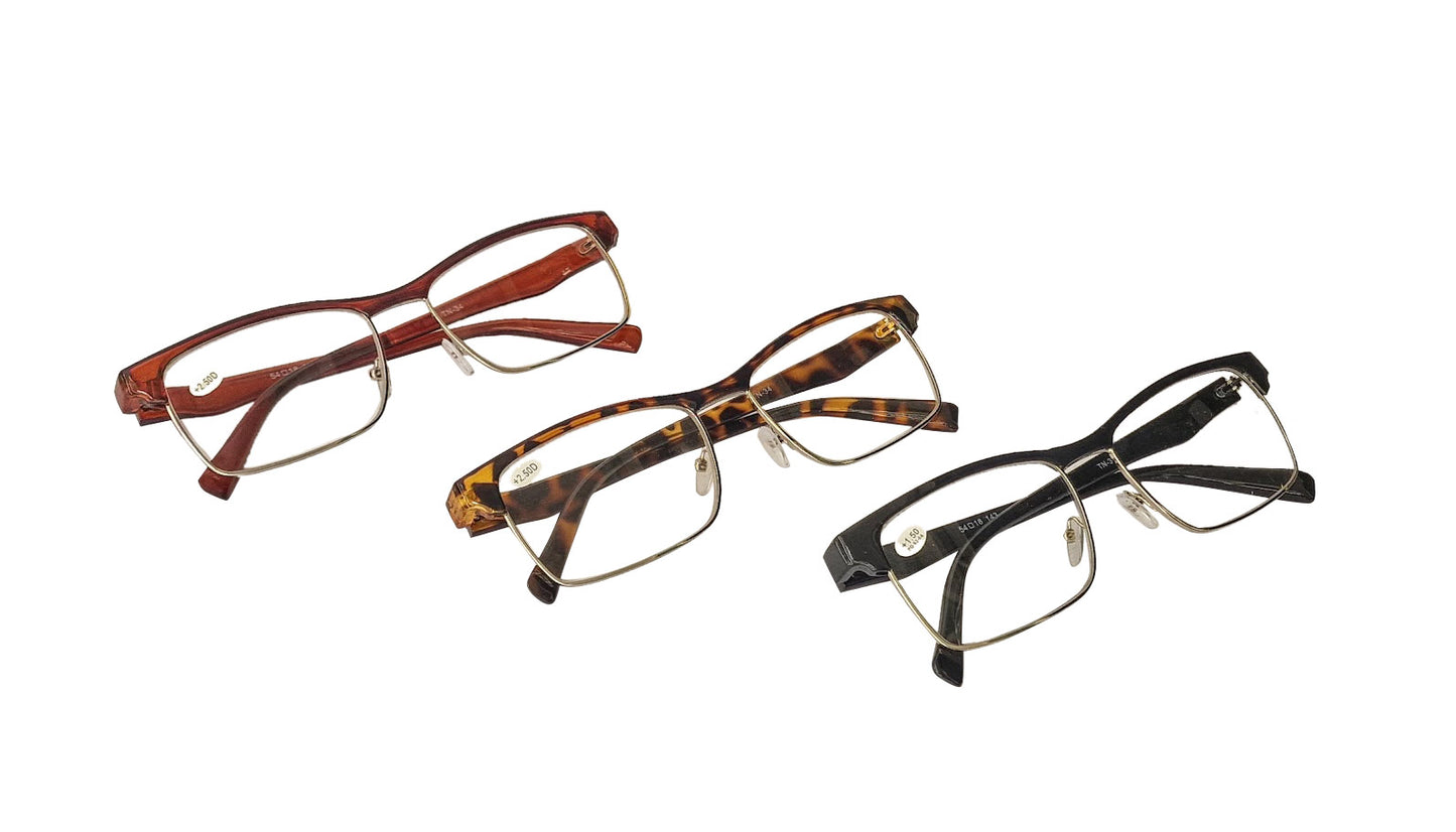 Classic Half Frame Browline Reading Glasses - Model TN34