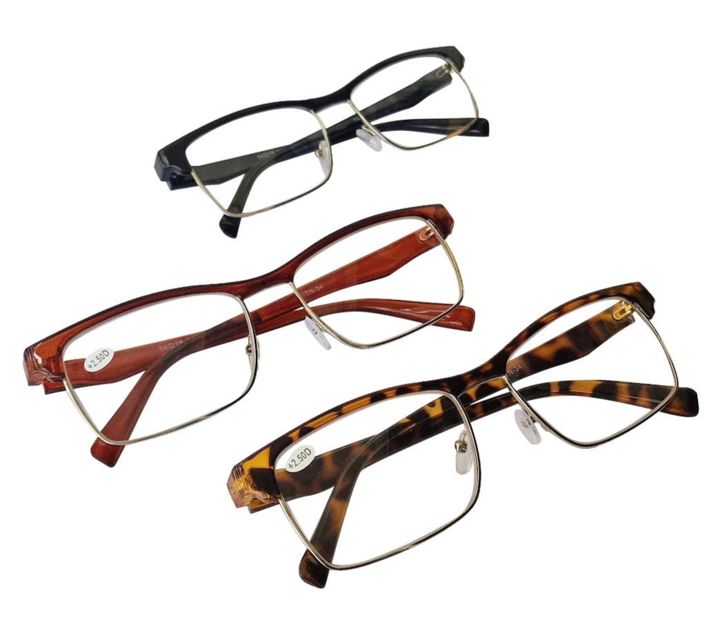 Classic Half Frame Browline Reading Glasses - Model TN34