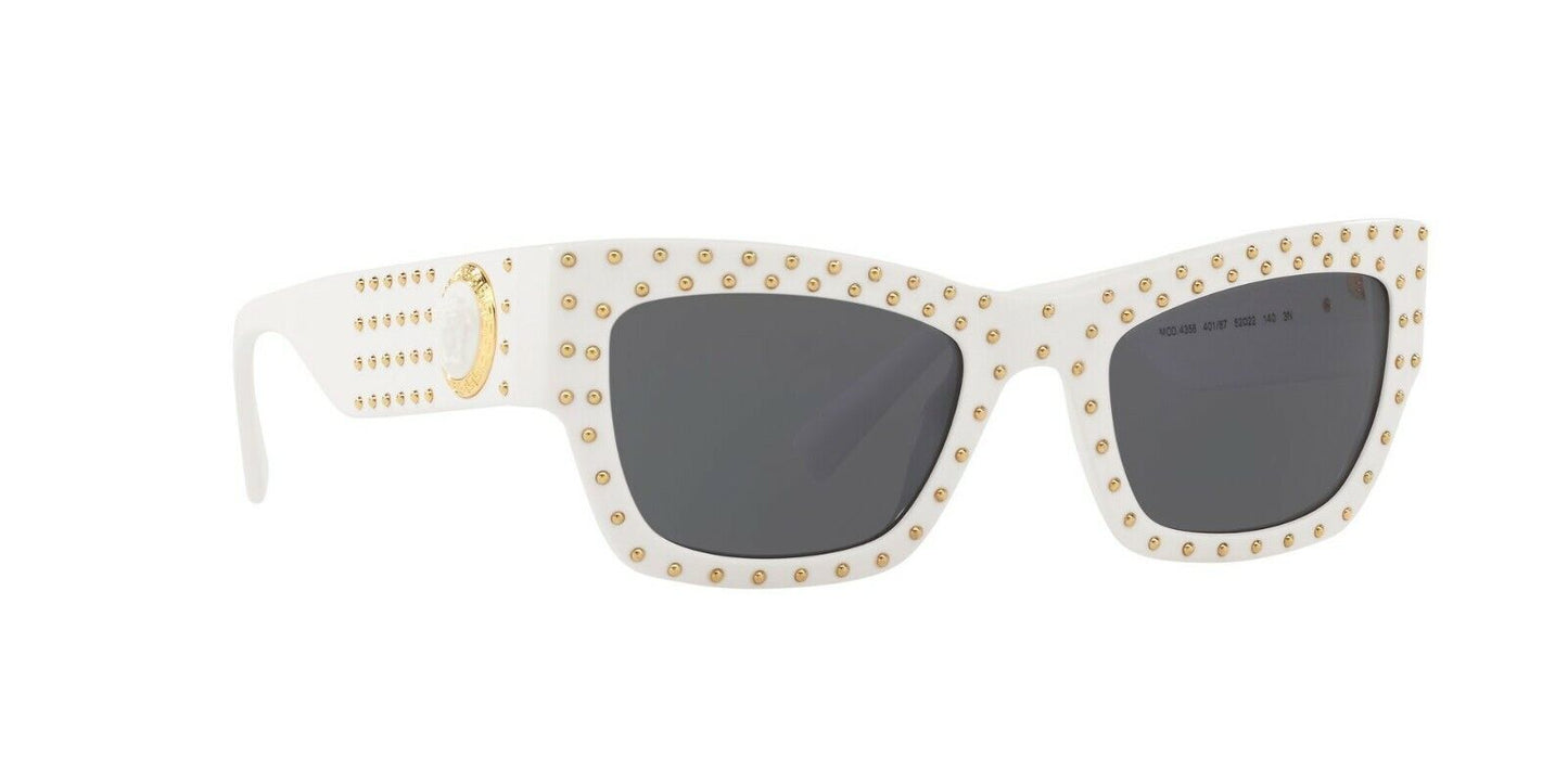 Versace 401/87 Sunglasses Studded Medusa Rectangle Womans Acetate Sunglasses