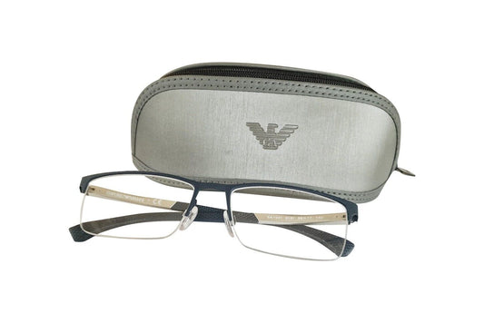 Emporio Armani EA1041 Black/Silver Semi Rimless Acetate Eyeglasses Armani Case