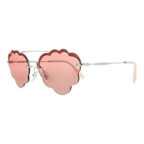 MIU MIU MU57US 1BC177 SILVER SUNGLASSES Pink Mirrored Lens