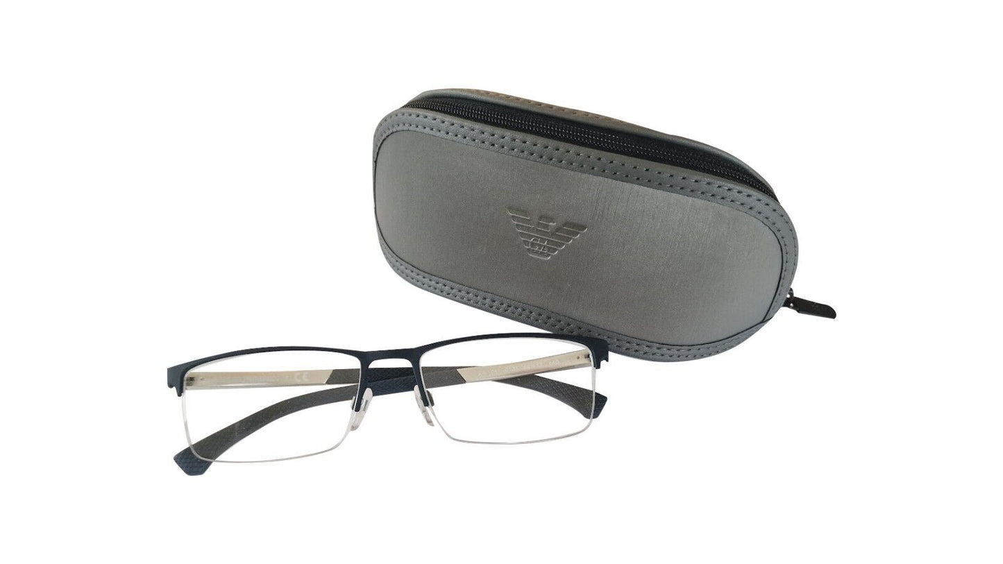 Emporio Armani EA1041 Black/Silver Semi Rimless Acetate Eyeglasses Armani Case