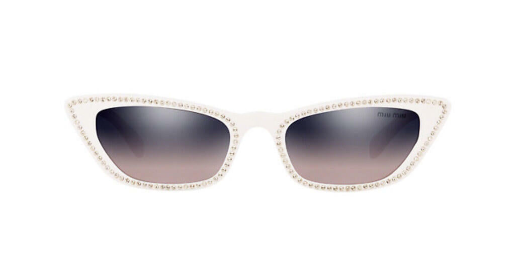 Miu Miu Cat Eye White Sunglasses MU 10US 142GR0 with Original Case & Cloth