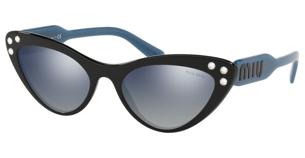 Miu Miu Black/Blue Cat Eye Sunglasses 55mm Women's SMU05T 1AB-3AO