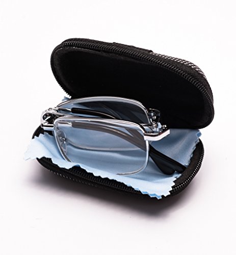 Z006 Folding Metal Reading Glasses Silver frame with Case