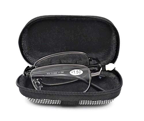 Z006 Folding Metal Reading Glasses Silver frame with Case