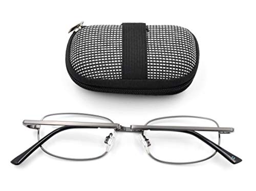 Z006 Folding Metal Reading Glasses Silver frame with Case