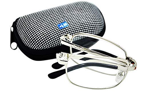 Z006 Folding Metal Reading Glasses Silver frame with Case