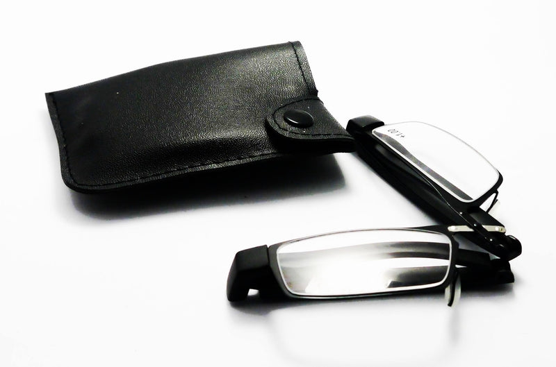 Stainless Steel Folding Reading Glasses & Pouch - Model MT301