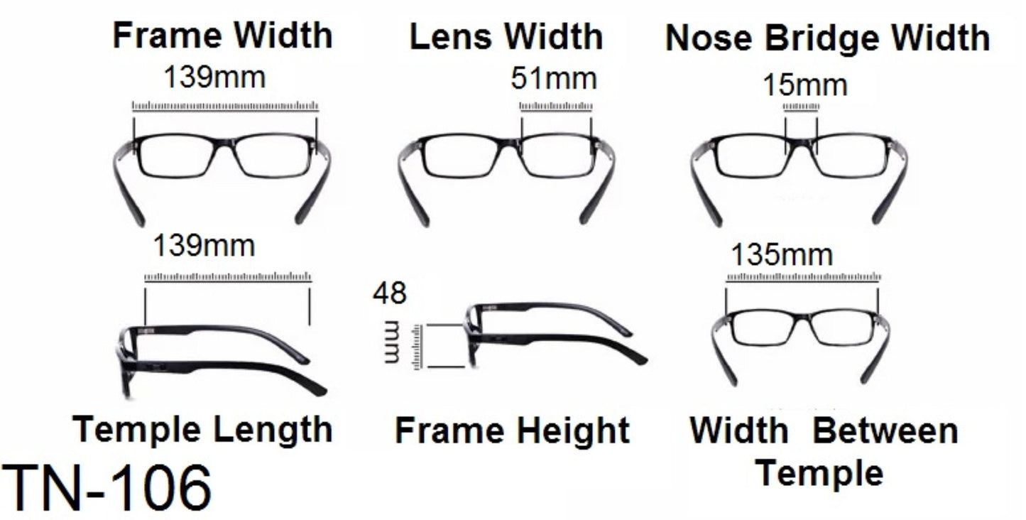 Classic Round Half Frame Browline Reading Glasses - Model TN106