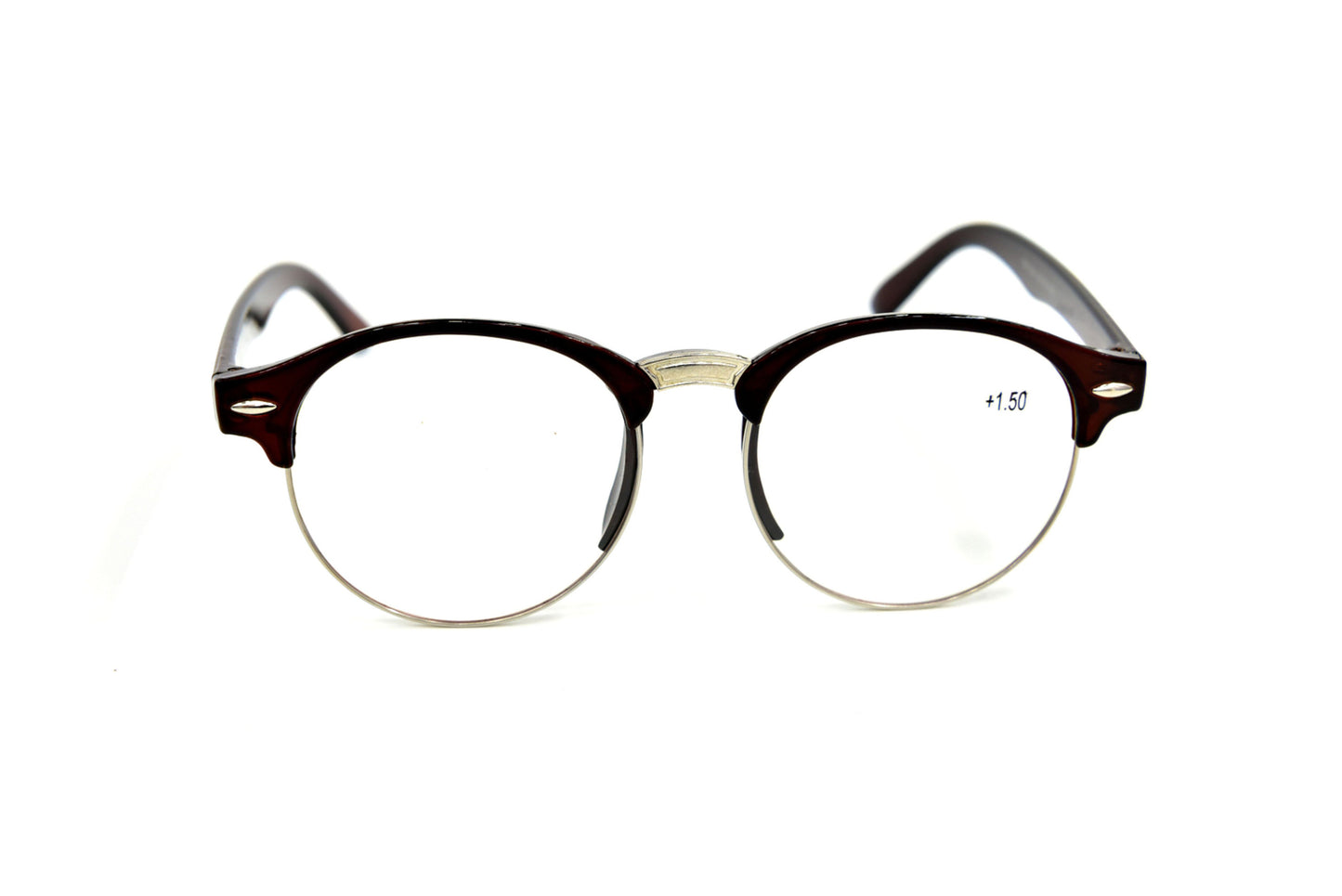 Classic Round Half Frame Browline Reading Glasses - Model TN106