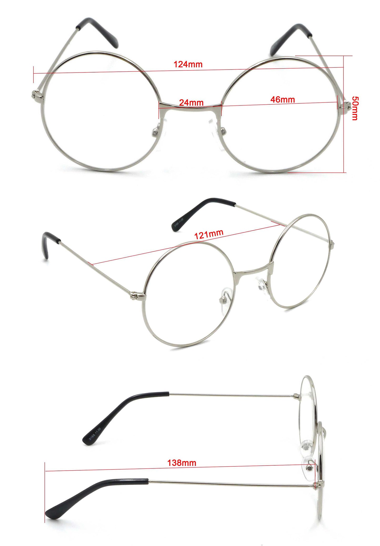 Round Frame Reading Glasses Metal Frame Harry Potter Super Trendy 1950s 1960s X1