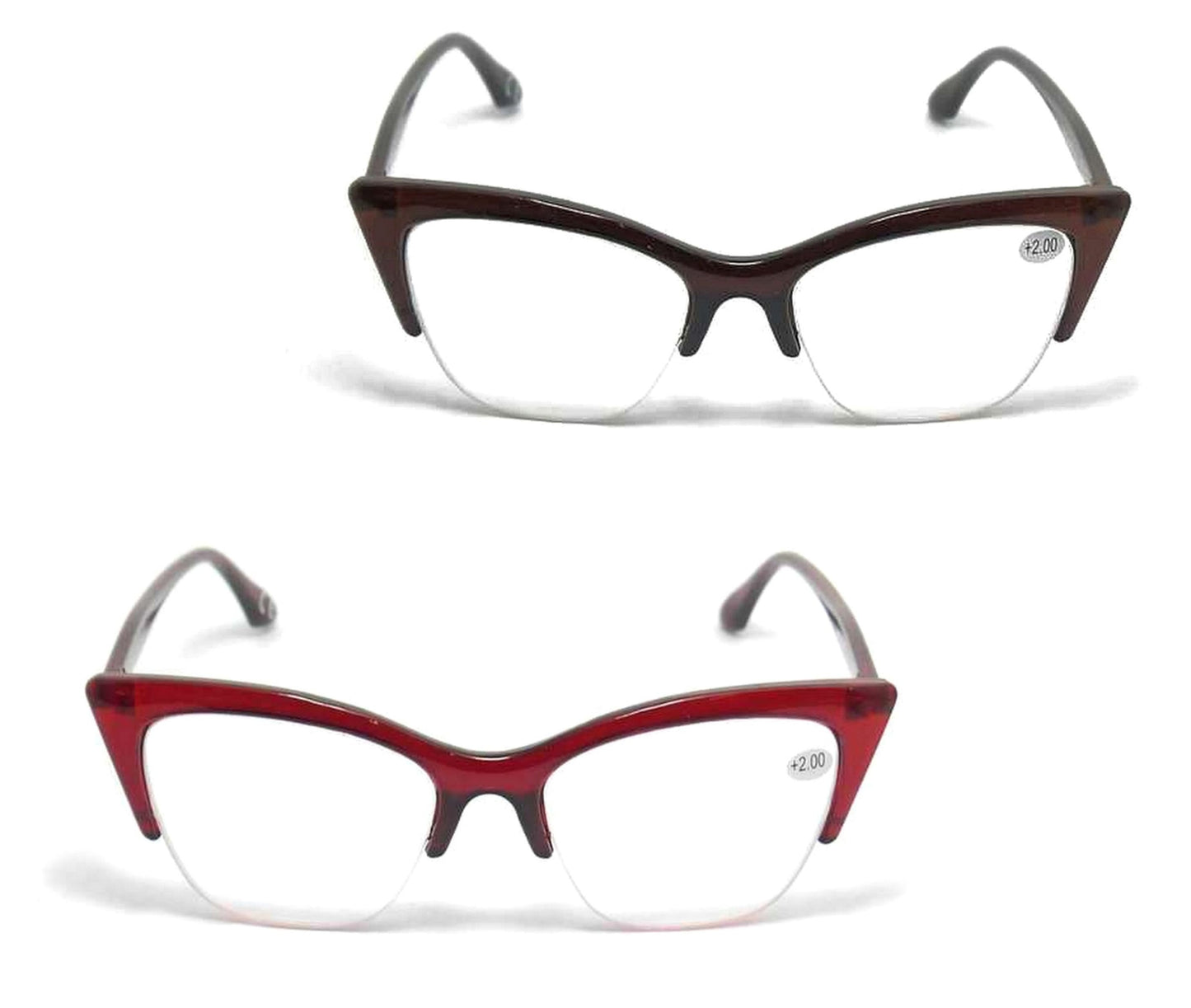 Cat Eye Half Frame Browline Reading Glasses - Model  X3